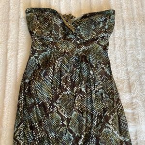 Snakeskin green print cocktail dress